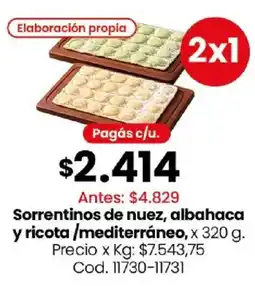 Coto Sorrentinos de nuez, albahaca y ricota / mediterráneo oferta