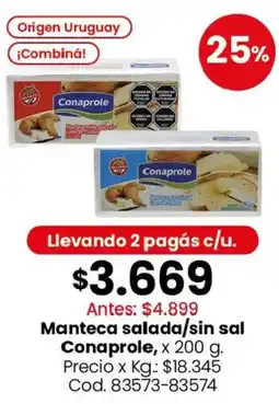 Coto Conaprole manteca salada/sin sal oferta