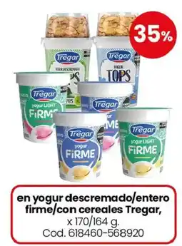 Coto Tregar yogur descremado/entero firme/con cereales oferta