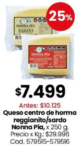 Coto Nonna pía queso centro de horma reggianitto/sardo oferta