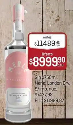 El Nene Merle london dry gin s/imp. nac. oferta