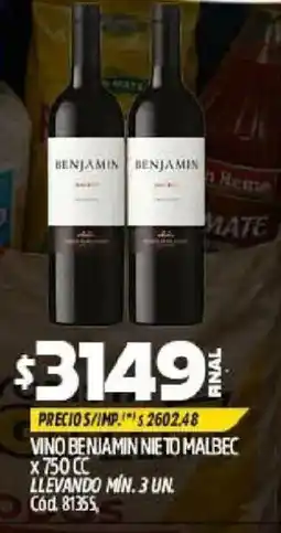 Supermercados Yaguar Benjamin vino malbec oferta