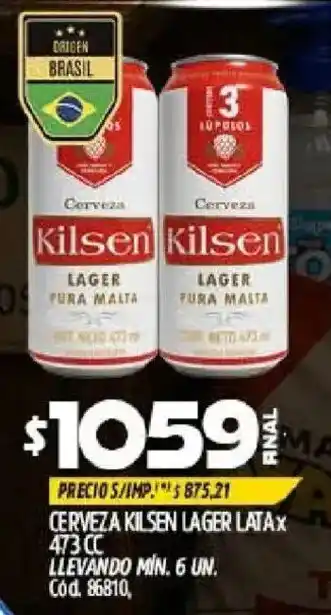 Supermercados Yaguar Kilsen cerveza lager lata oferta