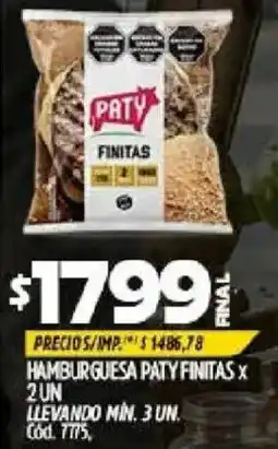 Supermercados Yaguar Paty hamburguesa finitas oferta