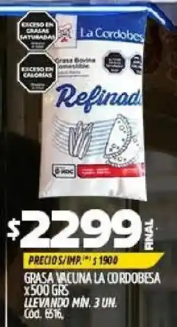 Supermercados Yaguar La cordobesa grasa bovina refinada oferta