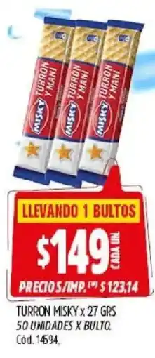 Supermercados Yaguar Misky turron y mani oferta