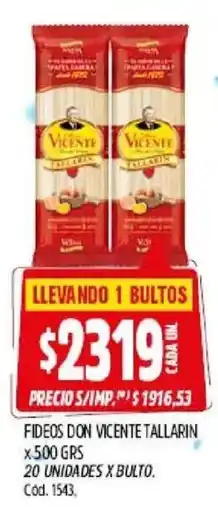 Supermercados Yaguar Vicente fideos tallarin oferta