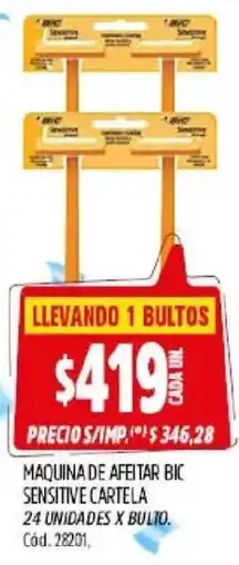 Supermercados Yaguar Bic maquina de afeitar sensitive cartela oferta