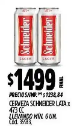 Supermercados Yaguar Schneider cerveza lager oferta