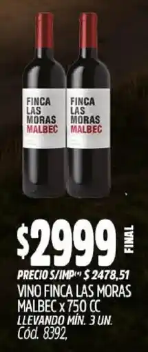 Supermercados Yaguar Finca las moras malbec oferta