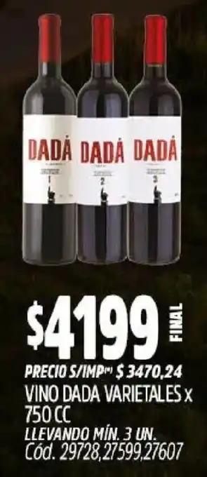 Supermercados Yaguar Dadá vino varietales oferta