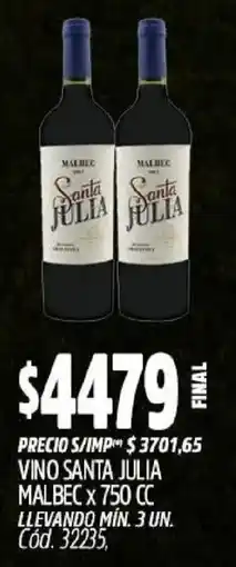 Supermercados Yaguar Santa julia vino malbec oferta