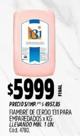 Supermercados Yaguar 131 fiambre de cerdo para emparedados oferta
