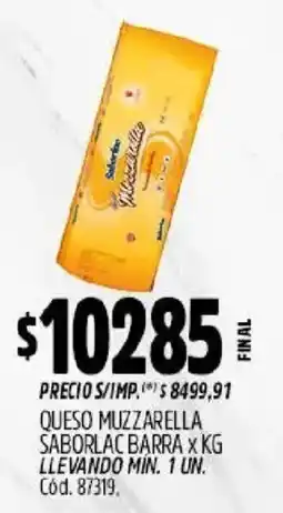 Supermercados Yaguar Saborlac queso muzzarella oferta