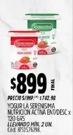 Supermercados Yaguar La serenisima yogur cremoso oferta