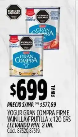 Supermercados Yaguar Gran compra yogur firme vainilla/frutilla oferta