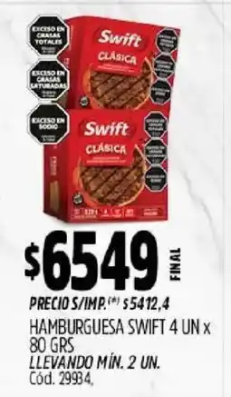 Supermercados Yaguar Swift hamburguesa clásica oferta