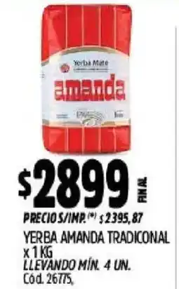 Supermercados Yaguar Amanda yerba mate tradicional oferta