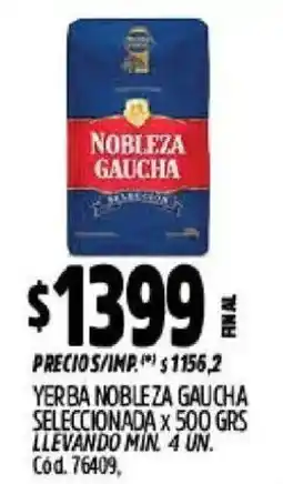 Supermercados Yaguar Noblezagaucha yerba seleccionada oferta