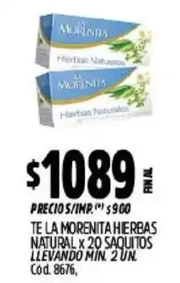 Supermercados Yaguar Te la morenita hierbas natural oferta