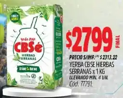 Supermercados Yaguar Cbsé yerba mate hierbas serranas oferta