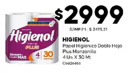 Diarco Higienol papel higiénico doble hoja plus manzanilla oferta