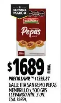 Supermercados Yaguar San remo galletita pepas oferta