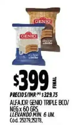 Supermercados Yaguar Genio alfajor triple bco oferta