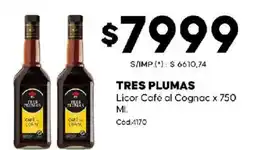 Diarco Tres plumas licor café al cognac oferta