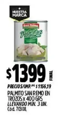 Supermercados Yaguar San remo palmitos en trozos oferta