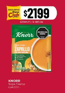 Diarco Knorr sopa crema zapallo con nuez moscada oferta