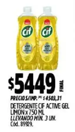 Supermercados Yaguar Cif detergente active gel limon oferta