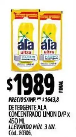 Supermercados Yaguar Ala detergente concentrado limon oferta