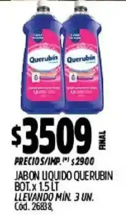 Supermercados Yaguar Querubin jabon liquido oferta