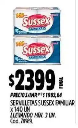 Supermercados Yaguar Sussex servilletas familiar oferta