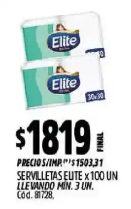 Supermercados Yaguar Elite servilletas oferta