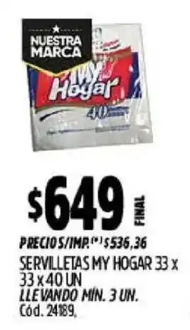 Supermercados Yaguar My hogar servilletas oferta