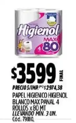 Supermercados Yaguar Higienol papel higienico blanco max panal oferta