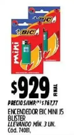 Supermercados Yaguar BIC encendedor mini J5 oferta