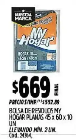 Supermercados Yaguar My Hogar bolsa de residuos planas oferta