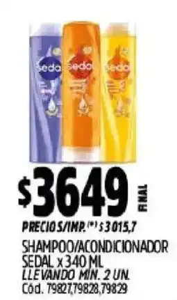 Supermercados Yaguar Sedal shampoo/ acondicionador oferta