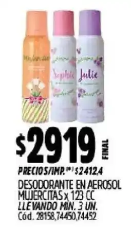 Supermercados Yaguar Julie desodorante en aerosol oferta
