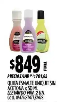 Supermercados Yaguar Uniquit quita esmalte oferta