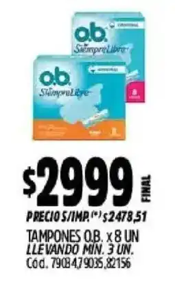 Supermercados Yaguar O.b. tampones oferta