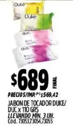 Supermercados Yaguar Duke jabon de tocador oferta