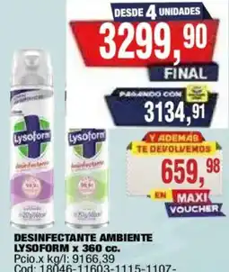 Maxiconsumo Lysoform desinfectante ambiente oferta