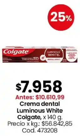 Coto Colgate crema dental luminous white oferta