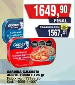 Maxiconsumo Gomes da Costa sardinas en su propio jugo con salsa de tomates oferta
