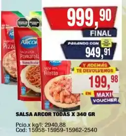 Maxiconsumo Arcor salsa lista todas oferta