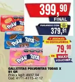 Maxiconsumo Poly rita galletitas polvoritas todas oferta